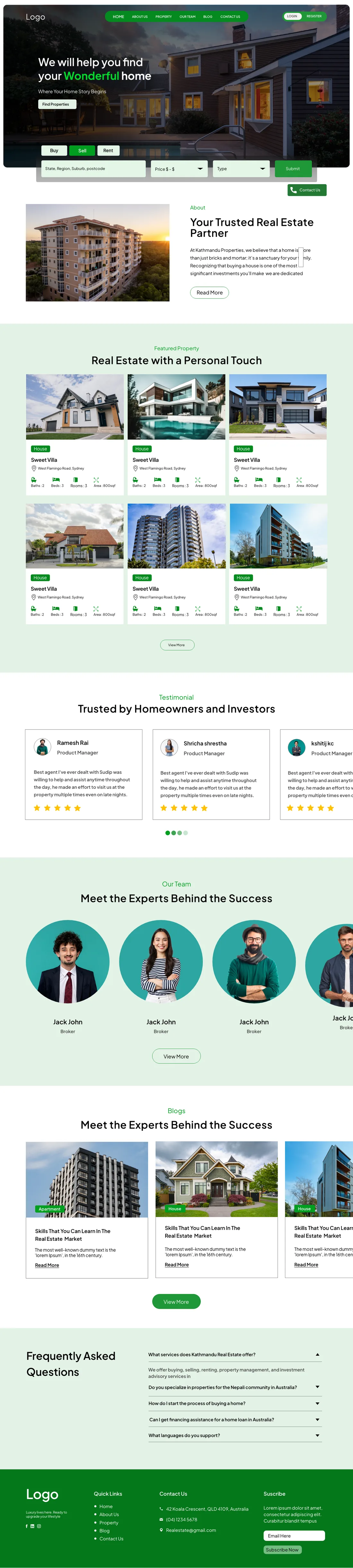 Real estate platform website design for the Nepali community in Australia