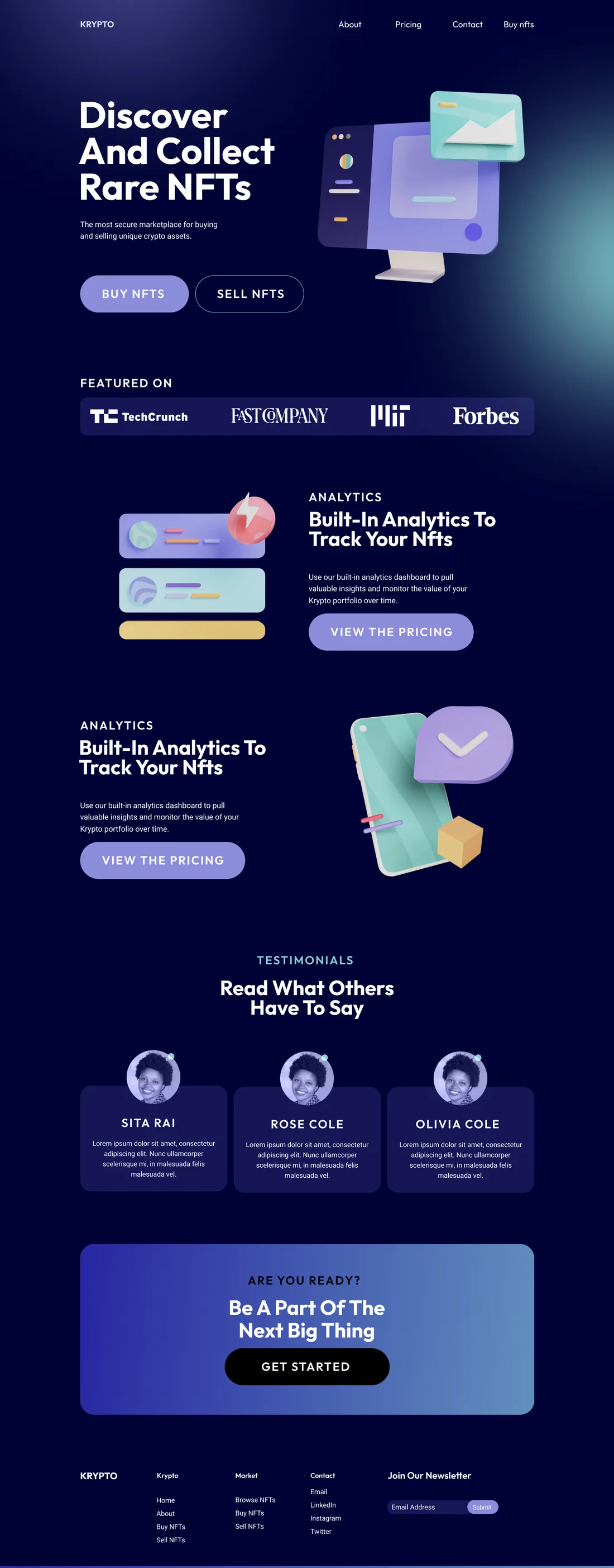 Krypto — NFT marketplace SaaS landing page design