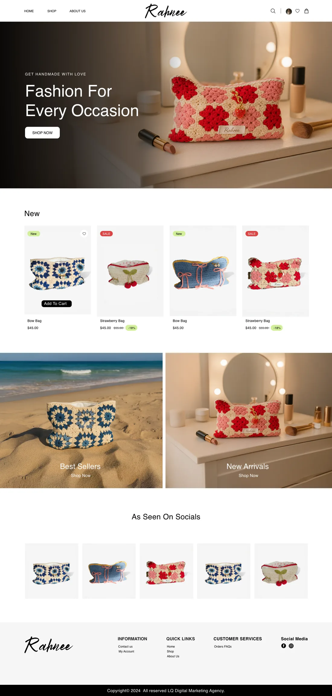 Rahnee — handmade fashion ecommerce website design